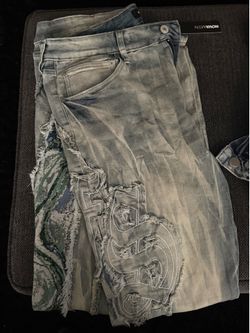 Men’s Patchwork Distressed Denim Jeans