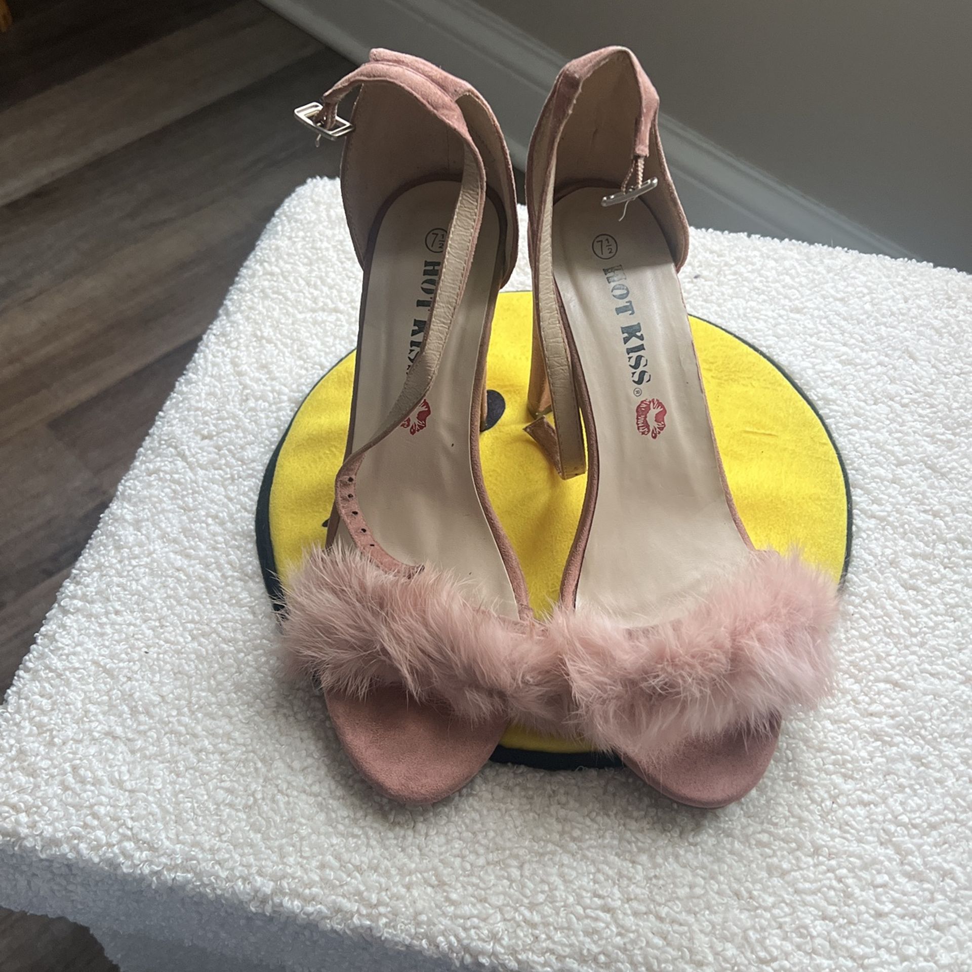 Pink Heels With FuZZY detail