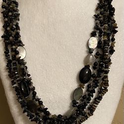 Dillards Vintage Sterling Silver 5 Strand Genuine Shell Pearl Chip Necklace