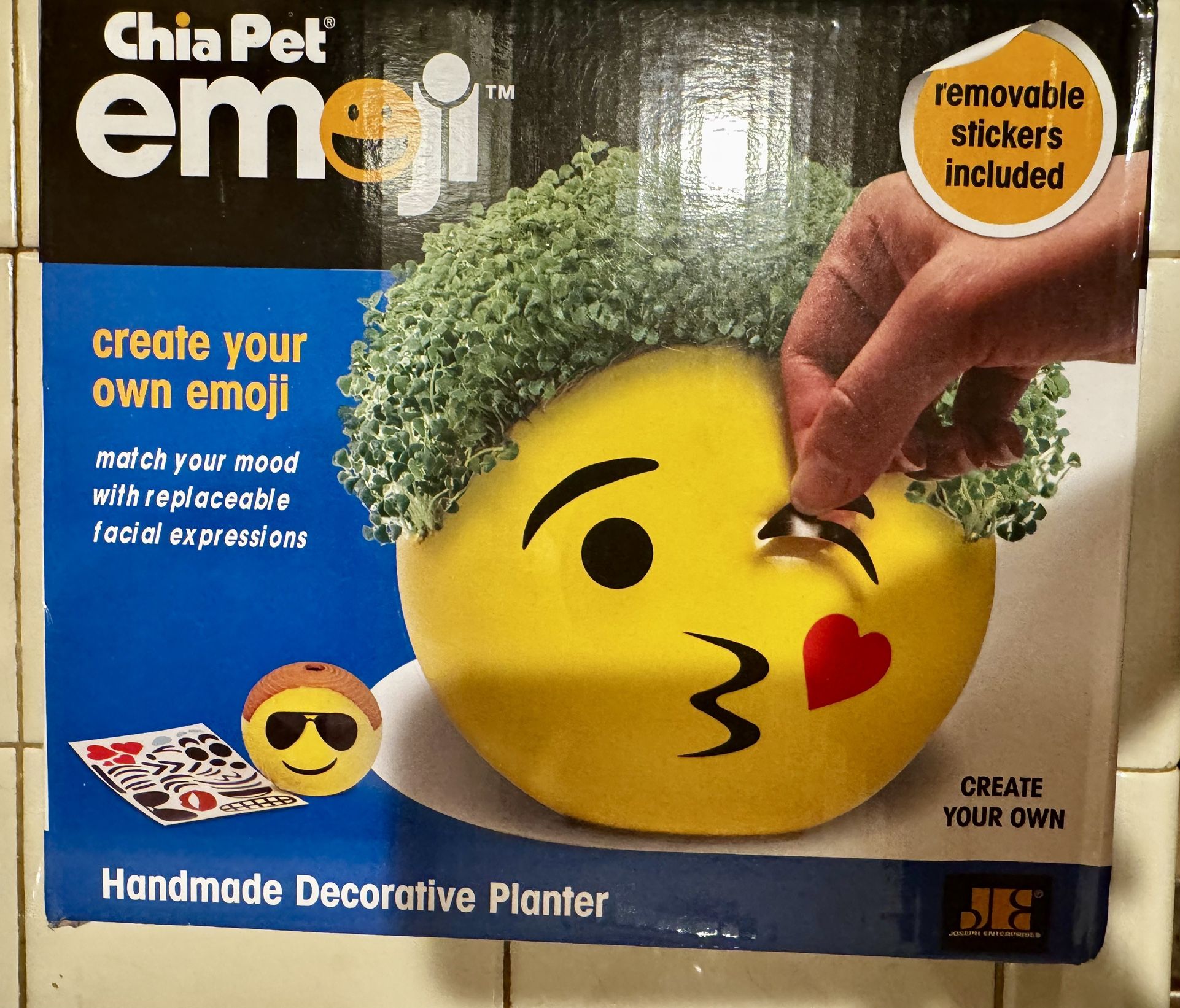 New - Chia Pet Emoji Winky with Seed Pack, Decorative Pottery Planter, Easy to Do and Fun to Grow, Novelty Gift, Perfect for Any Occasion