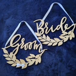 Bride And Groom Wedding Chair Sign