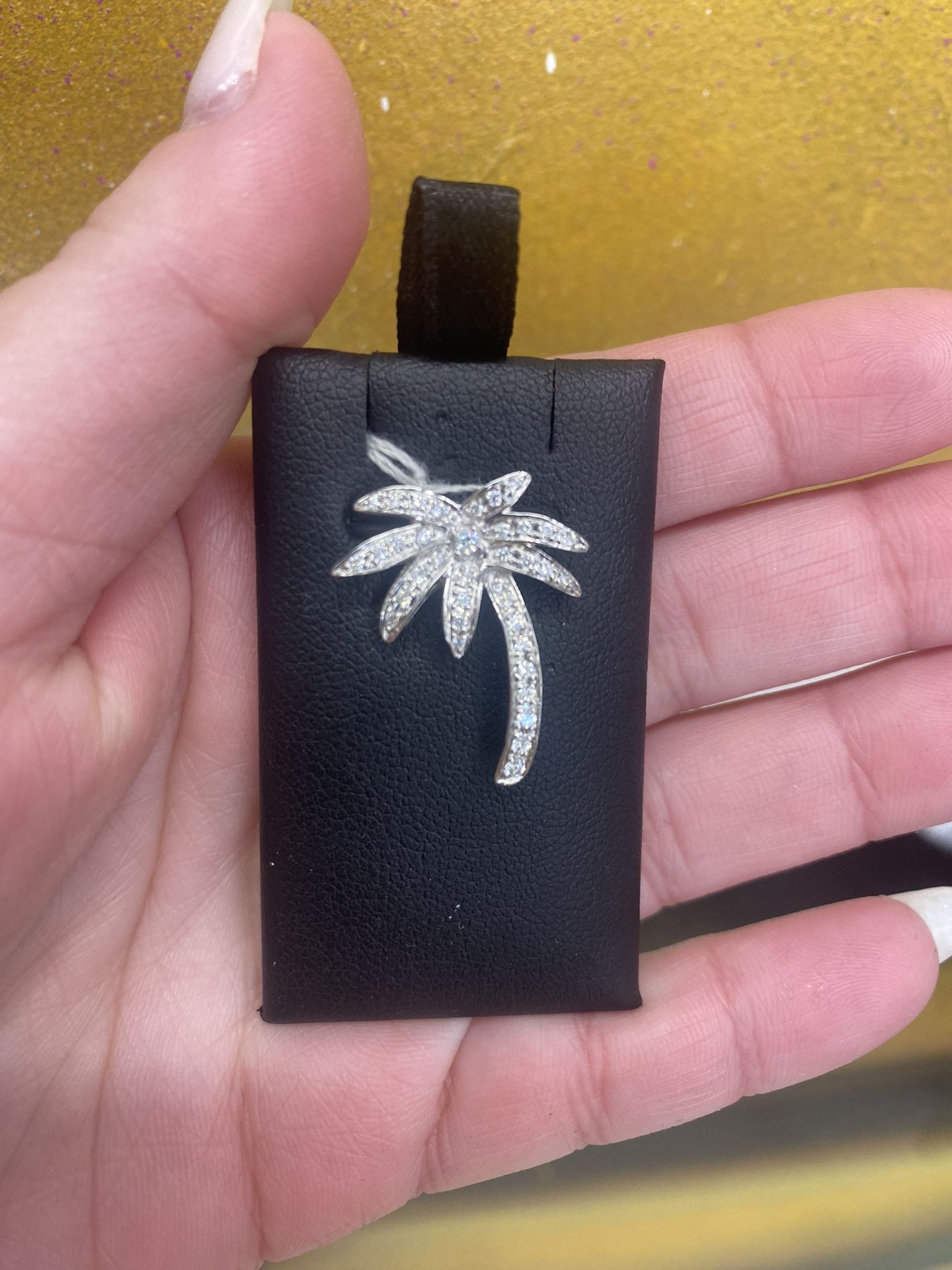 14k DIAMOND PALM CHARM 