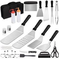 Griddle Accessories Kit Set for Blackstone and Camp Chef 32PCS BBQ Grill Brush Heavy Duty Spatula Scraper Utensils Tools Flat Top Grill Kitchen Knife