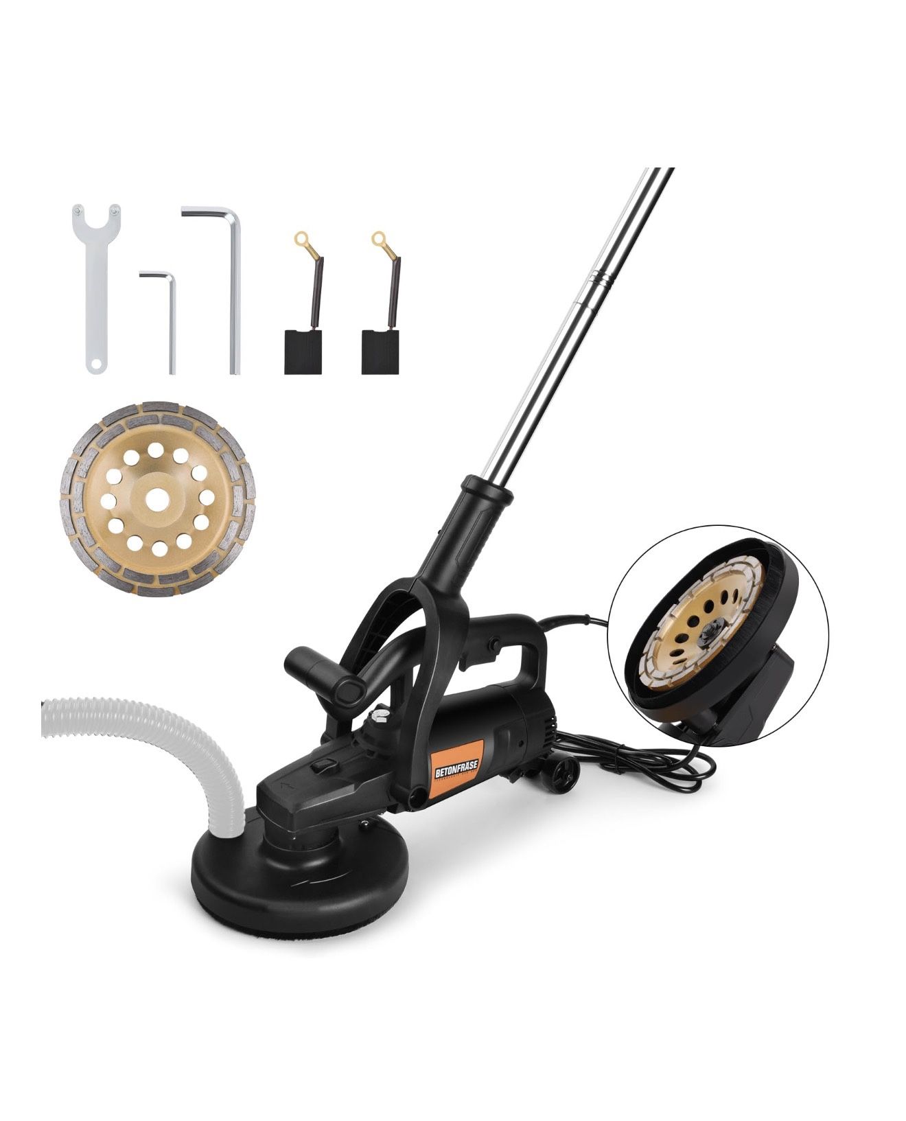 3800W Concrete Floor Grinder with Handle & Dust Shroud, 6 Speeds Control 6000RPM Concrete Floor Polisher Concrete Sander 7 Inch Concrete Surface Grind