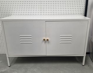 White Metal 2 Door Storage Cabinet w/ Shelf