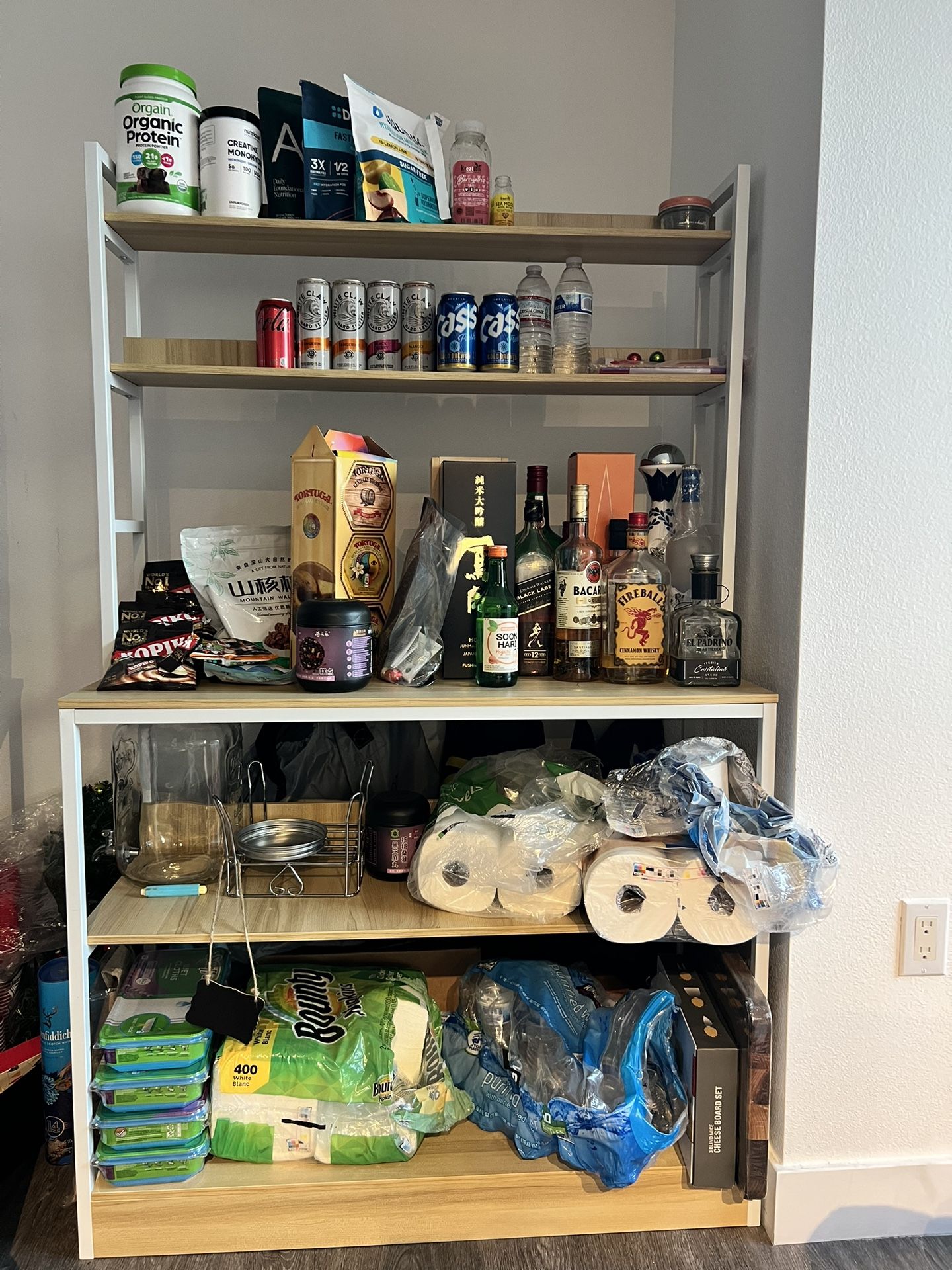 Modern 4-Tier Storage Shelf – Sturdy Metal & Wood