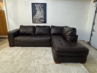 Brown Leather 4-Seater Sectional Sofa
