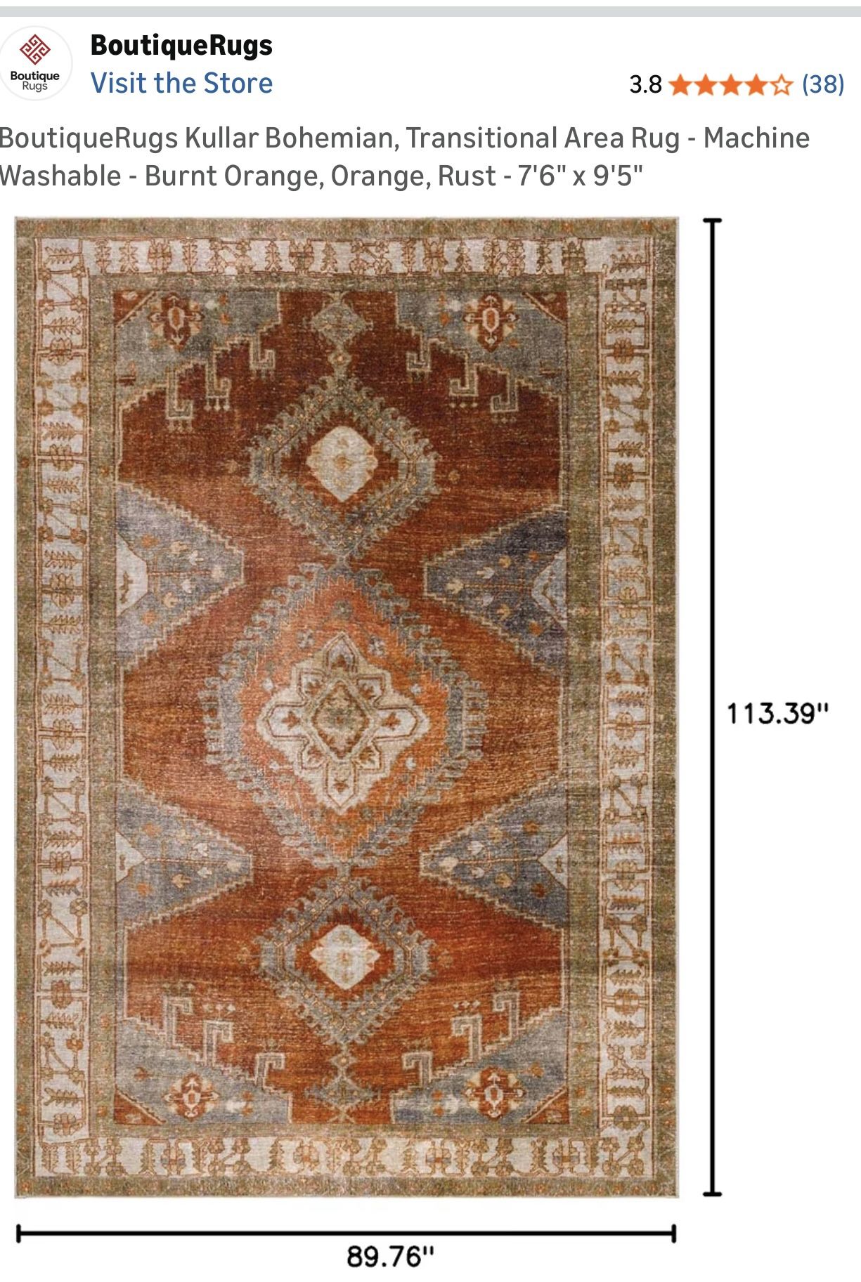 Beautiful Area Rug - New - Machine Washable 