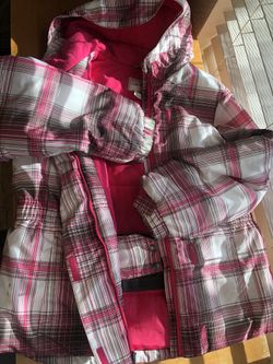 CHEROKEE Pink/Brown/White Hooded Zip Up Ski jacket