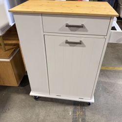 Kitchen Island with Trash Can Storage, Rolling $90