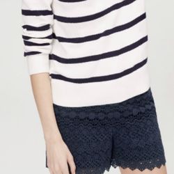 NWT Ann Taylor LOFT The Riviera Short Navy Blue Crochet Lace Size 2