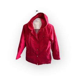 Talbots Women’s Red Hooded Jacket – Size Small, Water-Resistant & Stylish