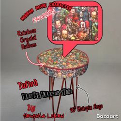 Horror Movie Character Favorites Tufted Vanity Stool