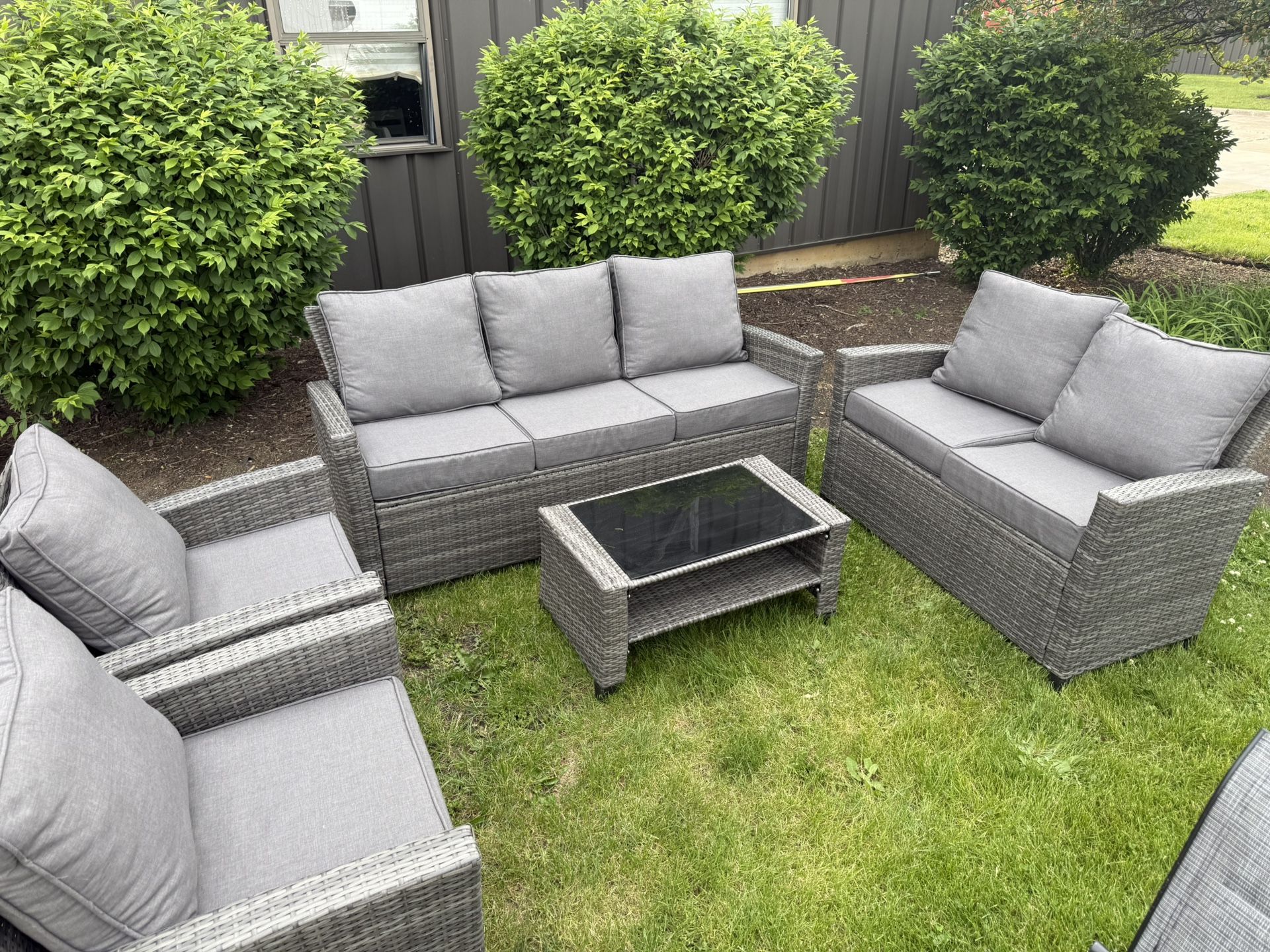 5 Piece Patio Furniture Bundle Couch Loveseat 2 Chairs Coffee Table
