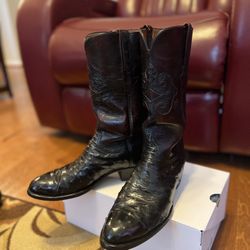 Lucchese Full Quill Ostrich Leather Cowboy Boots - Men’s Size 9.5