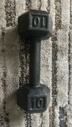 10 lb Hex Dumbbell, Cast Iron, Black Fixed Weight Single - Gym & Weight Lifting