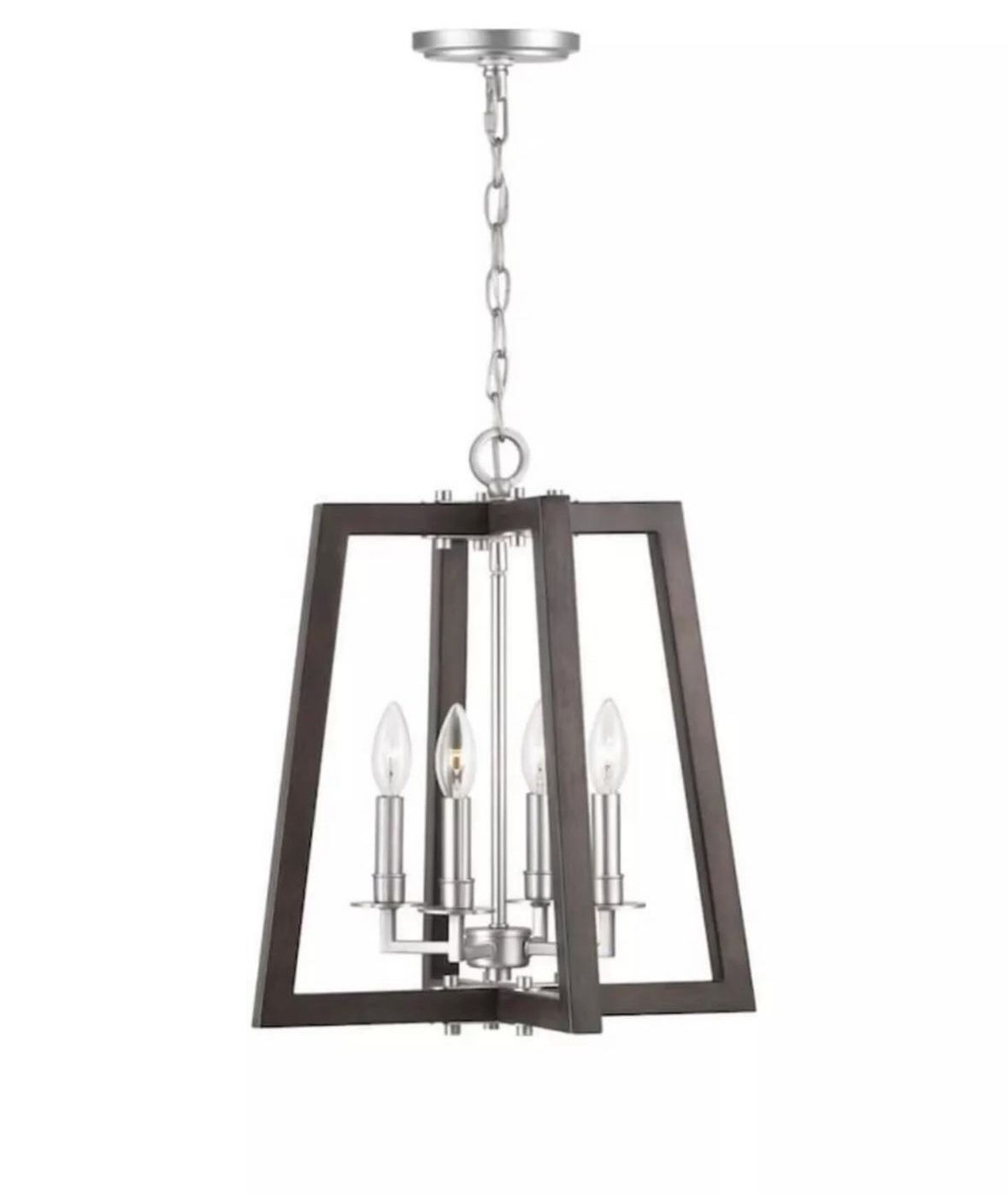 New Progress Lighting Forrester Lantern Pendant Light P500255-147 Teak Wood & Sa