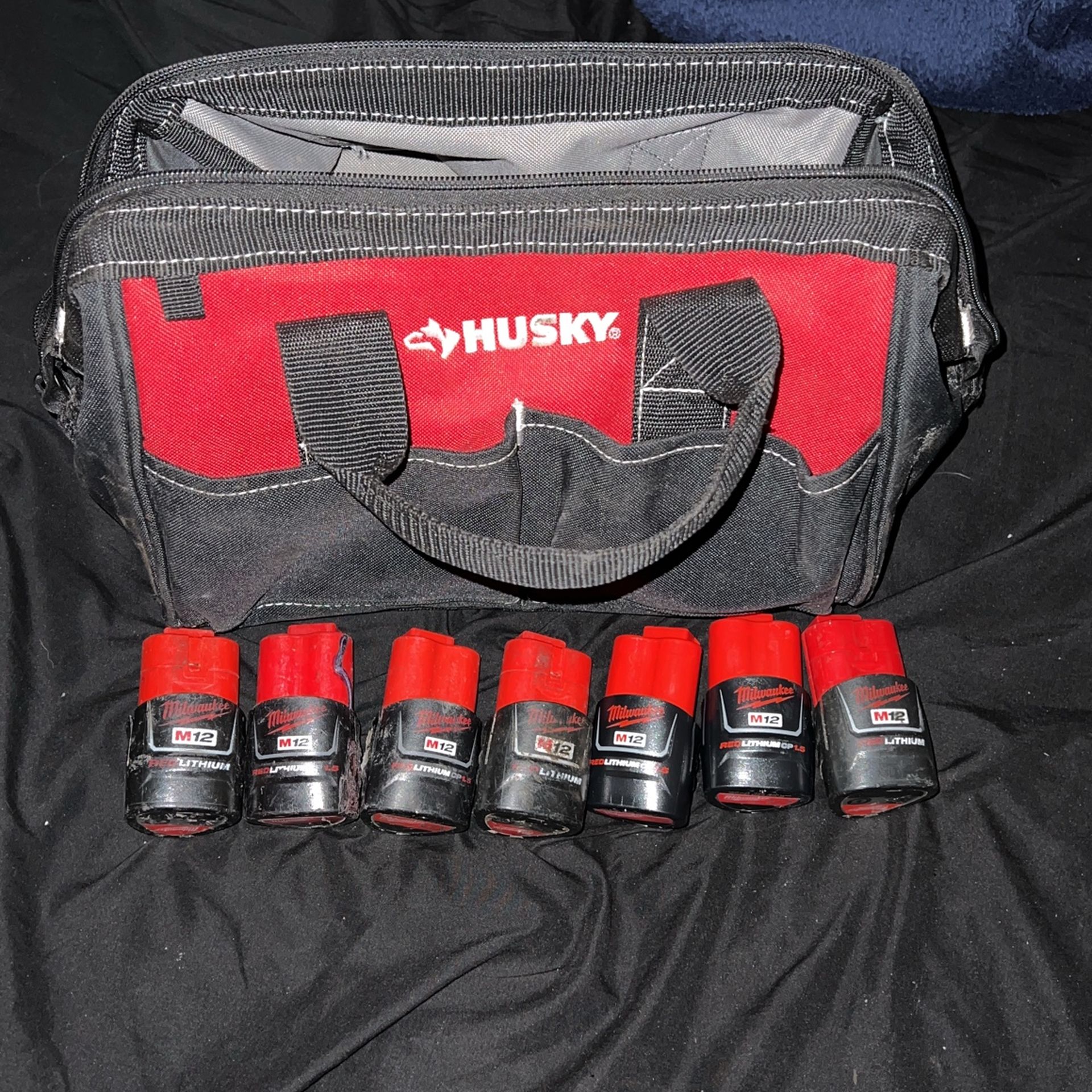Milwaukee M12 Batteries And husky bag