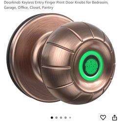 SOOWAY Smart Door Knob, Fingerprint Door Lock Quick Access Biometric Doorknob Keyless Entry Finger Print Door Knobs for Bedroom, Garage, Office, Close
