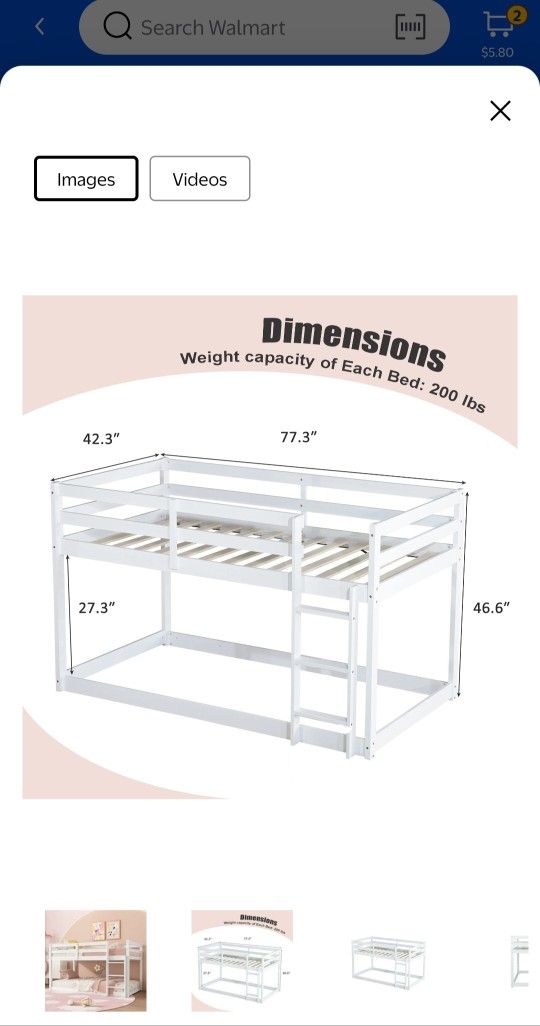 Bunk Beds - Twin Over Twin, Low Profile, No Box Spring required, fair condition, works great
