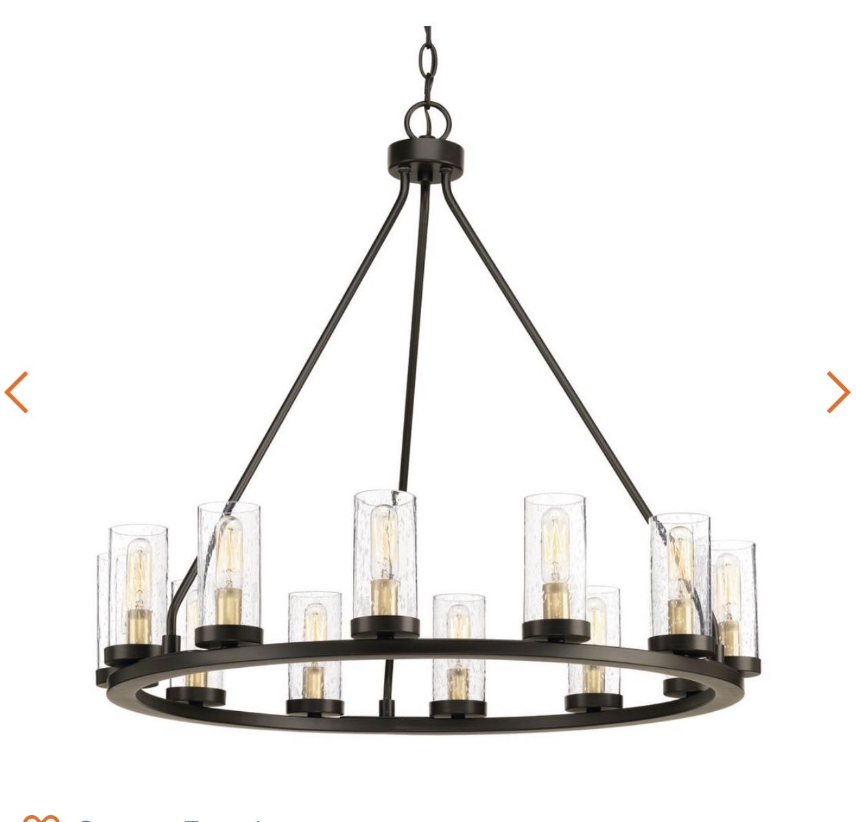 Progress Lighting Hartwell 26.63 in. 12-Light Antique Bronze Chandelier with Clear Seeded Glass and Natural Brass Accents- NEW IN BOX