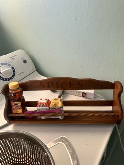 Vintage Wooden Spice Rack Shelf