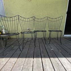 4 MCM Mid Century Modern Patio Chairs W/table  Vintage