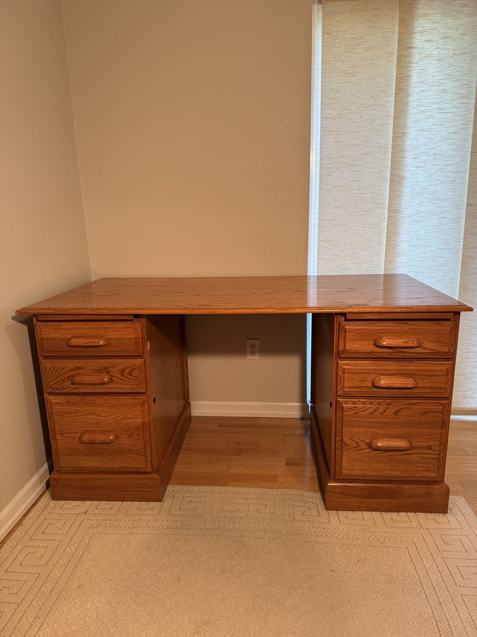 Large Oak Desk, Custom Made (60"x30" desk top)