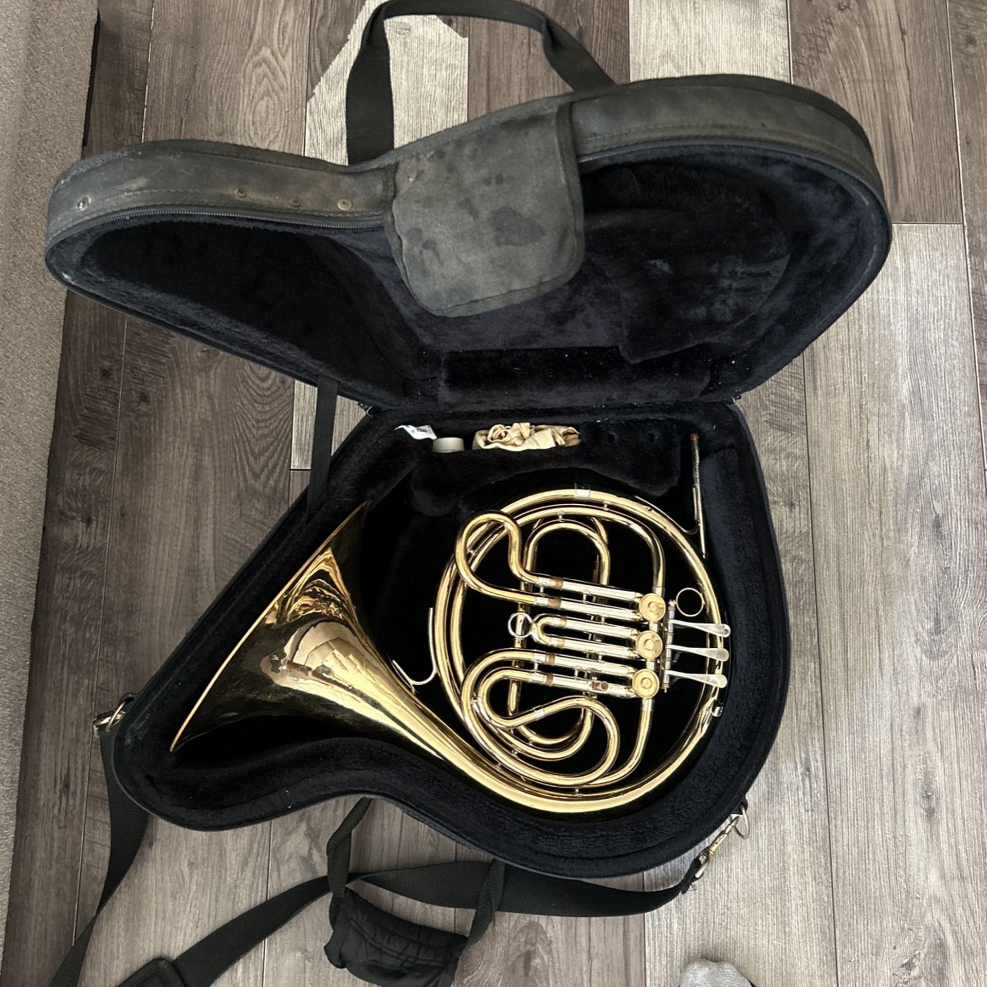 Ambassador french trumpet made by fe olds and son in fullerton california.