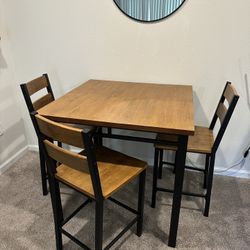 5 Piece Counter Height Wood And Metal Dining Set