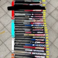 Baseball Bats Prices And Sizes Are Labeled In The Pictures Have More Equipment Available Firm Price