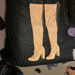 Thigh high suede boots