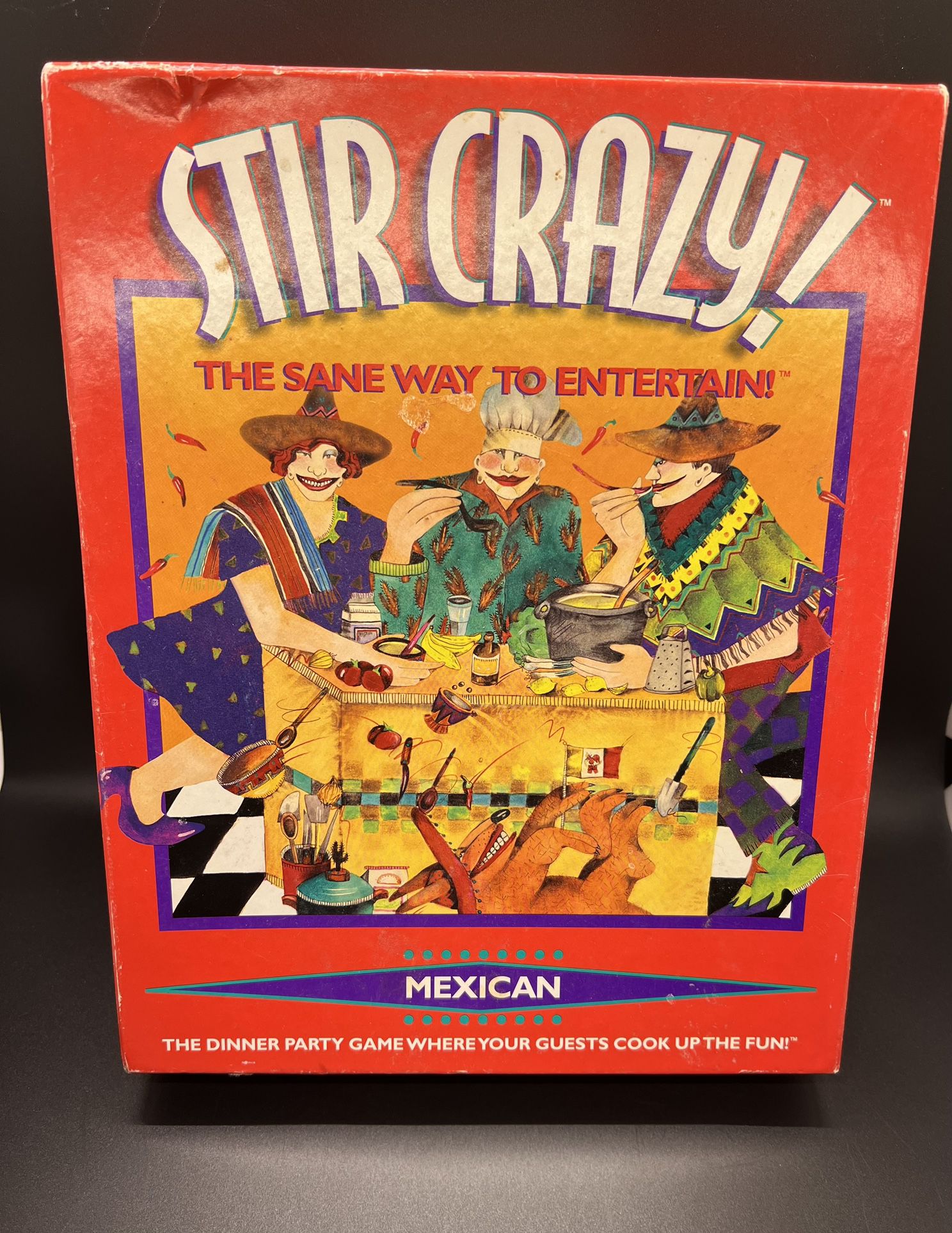 Stir Crazy Mexican dinner party Game for 6-12 Players 1996 - Open Box
