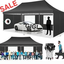 10x20 Pop up Canopy Tent, Protable Canopy Tent with Sidewalls Waterproof Commercial Pop up Tent for Parties, Wedding, Camping, Courtyard with Carry