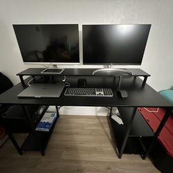 Gaming Desk with Monitor Shelf 