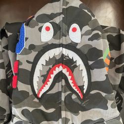 grey and black camo bape hoodie