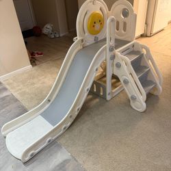 Toddler Indoor Slide with Basketball Hoop