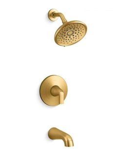 KOHLER Cursiva Single-Handle 3-Spray Tub and Shower Faucet 1.75 GPM in Vibrant Brushed Moderne Brass (Valve Included)