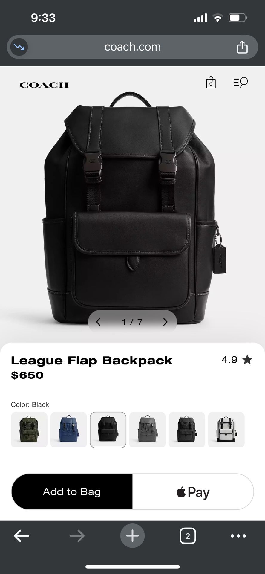 Leather Coach Backpack