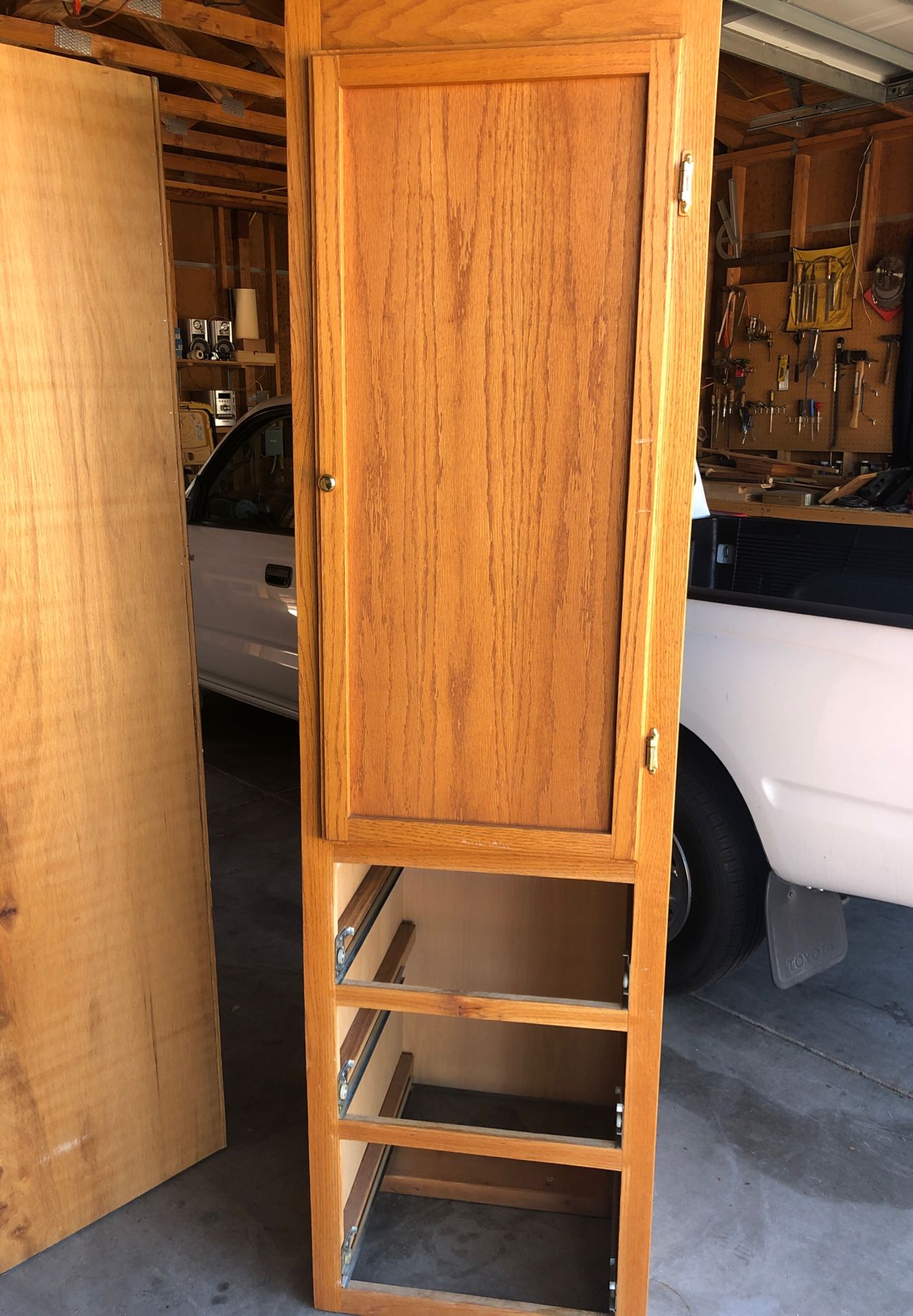 Two shelving units free to whoever wants to come pick them up. All the drawers slide in nicely for a total of six. 85x25x22. Yours free! Come on by