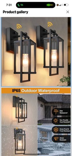 ALVIME Dusk to Dawn Outdoor Wall Lantern, 13 Inch Exterior Light Fixtures,