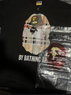 NEW LARGE Bape Burberry Plaid Ape Head by Bathing Ape Tee