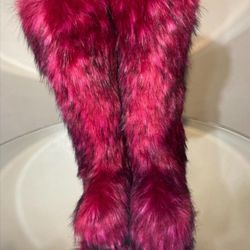 Ruby Burgundy Faux Fur Knee-Boots sizes 8.5,9,10,10.5,11 Message True Size & Order 
