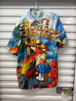 Aloha Multicolor Tropical Graphic Print Woven Button-Up Shirt Men's XL Short