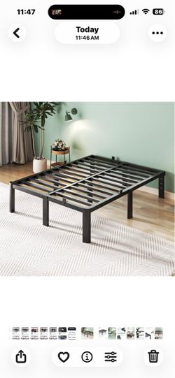 Cozy City Queen Bed Frame - Black Steel Platform, 3500 Lb Capacity