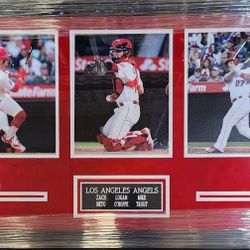 2026 Angels Custom-Framed 3-Photo Display Piece: Neto, O'Hoppe, Trout