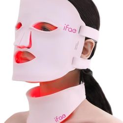Red Light Therapy Mask for Face and Neck, 7 Colors Led Face Mask Light Therapy with Eye Protection and Remote, Rechargeable Ergonomic Design for True 