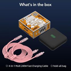 Mfish 4 in 1 Charging Line Cable 240w Armored Dragon Type C USB A iPhone Android