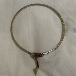 Yellow Metal Hammered Choker Necklace