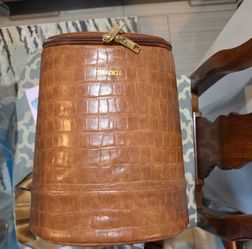 Corkcicle Brown Croc-Embossed Cooler Bag